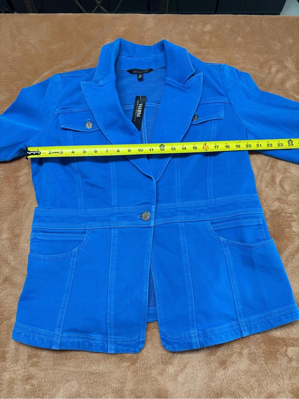 NWT White House Black Market Royal Blue Denim Style Blazer Jacket